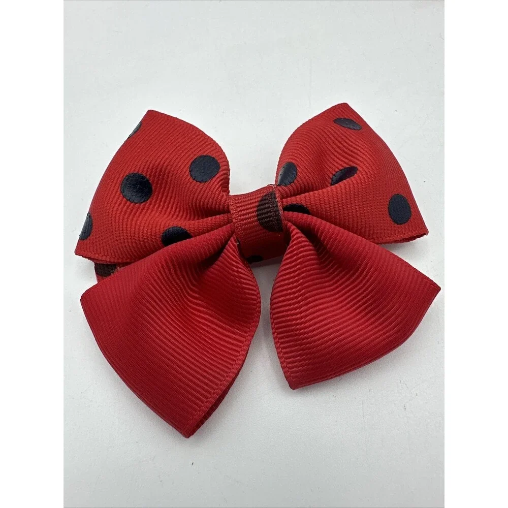 Set of 9 Red with Black dots clip style 3